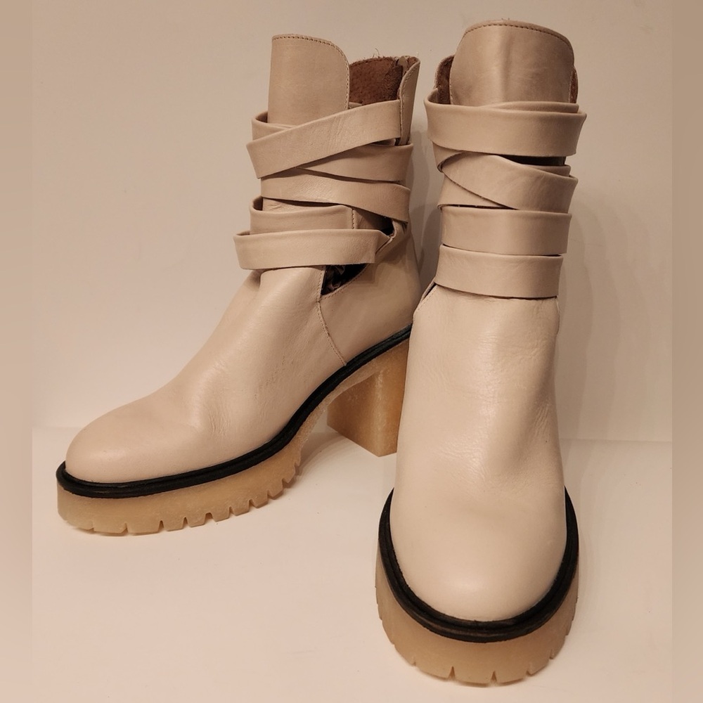 Free People Jesse Women's Cutout Boots In Ivory Size 8.5/39 - Picture 2 of 13